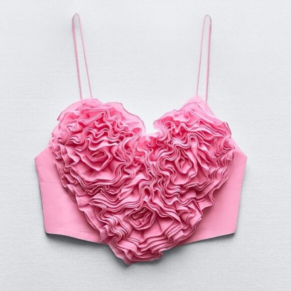 NWT GORGEOUS ZARA VOLUMINOUS HEART CROP TOP - Picture 6 of 16